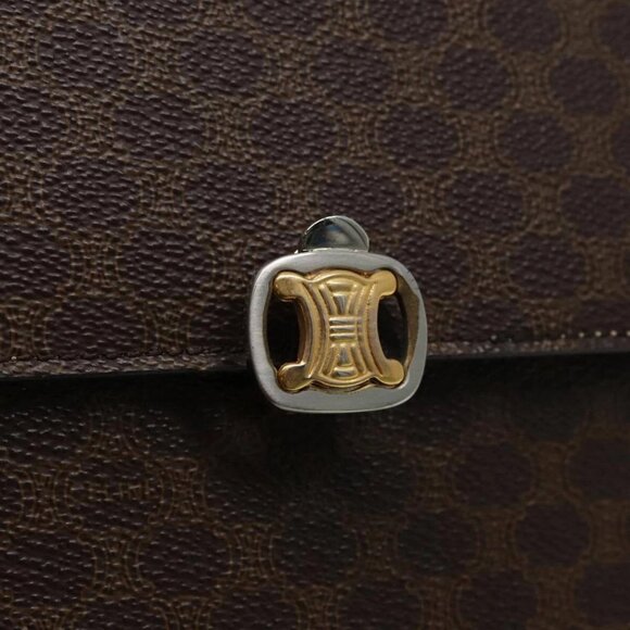 CELINE Macadam Canvas Shoulder Bag PVC Leather Brown Auth - Picture 10 of 16